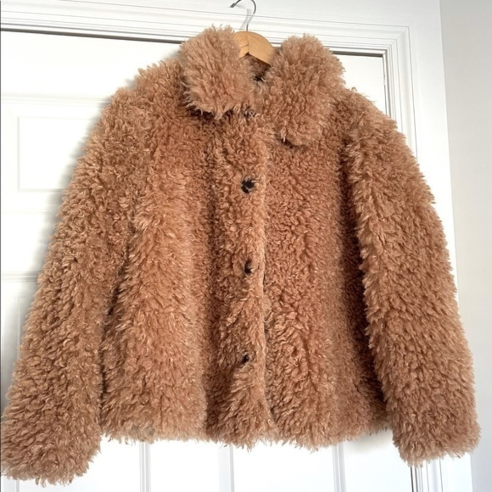 Primark : Faux Fur Camel Sherpa Jacket | Size M | NWT